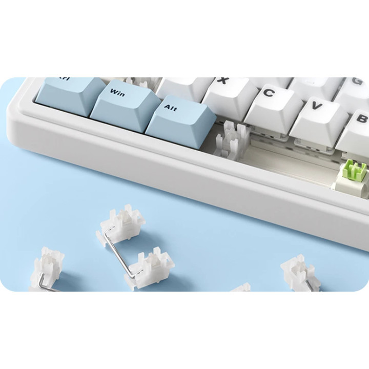 Bluetooth механична геймърска клавиатура Aula F75, 75% компактна, Reaper Switch Linear, RGB подсветка, 80 клавиша, PBT капачки -