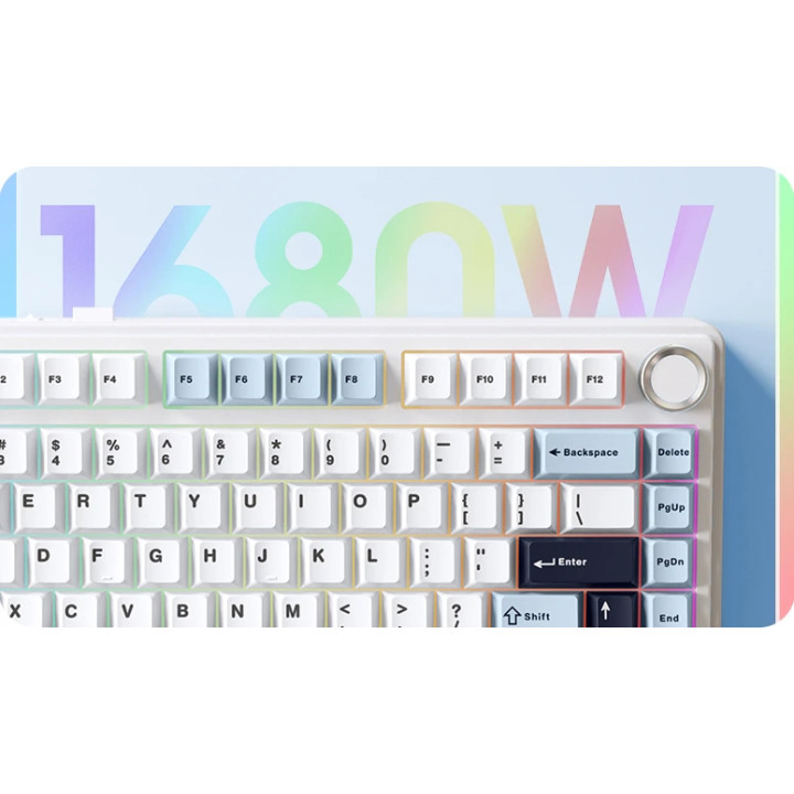 Bluetooth механична геймърска клавиатура Aula F75, 75% компактна, Reaper Switch Linear, RGB подсветка, 80 клавиша, PBT капачки -