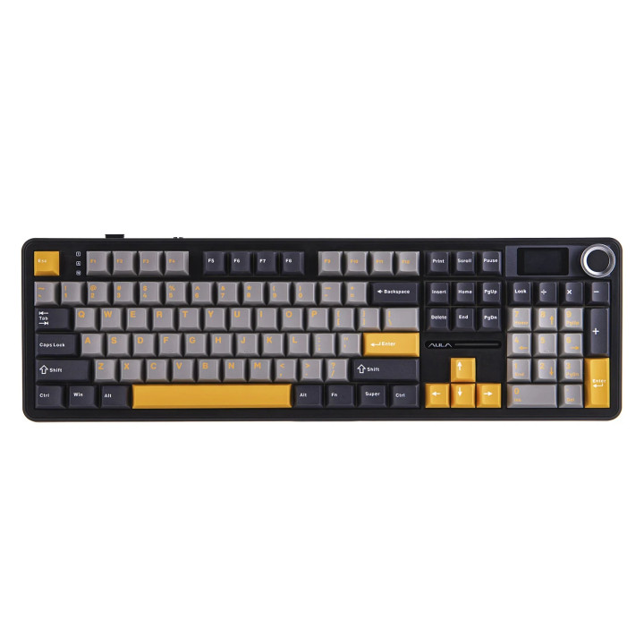 Bluetooth механична геймърска клавиатура Aula F108 PRO, 104 клавиша, Reaper Switch Linear, RGB подсветка, Алуминиева основа - F1