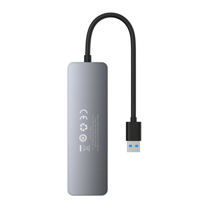 USB хъб Baseus UltraJoy Lite, 4 портов USB 3.0, 15 см кабел, сив - B0005280B811-00 - 4