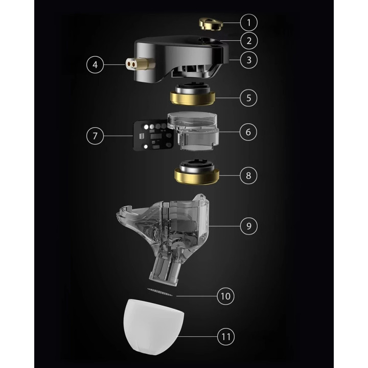 Професионални слушалки In-Ear Monitors KZ Castor Pro, 10mm двойни динамични драйвери, 103dB чувствителност, 16-22Ω импеданс, 3.5