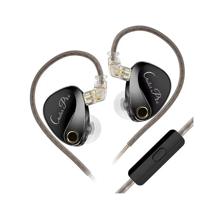 Професионални In-Ear Monitor слушалки KZ Castor Pro, 10mm двойни динамични драйвери, 20Hz - 40000Hz, микрофон, сив - 6.01.02.031