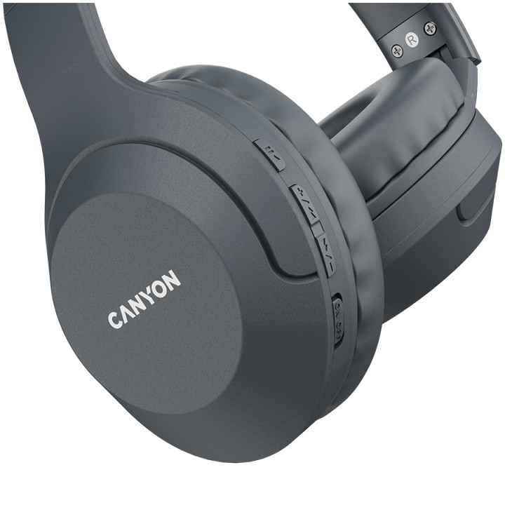 Bluetooth слушалки с микрофон Canyon BTHS-3, BT V5.1 JL6956, Dark grey - CNS-CBTHS3DG