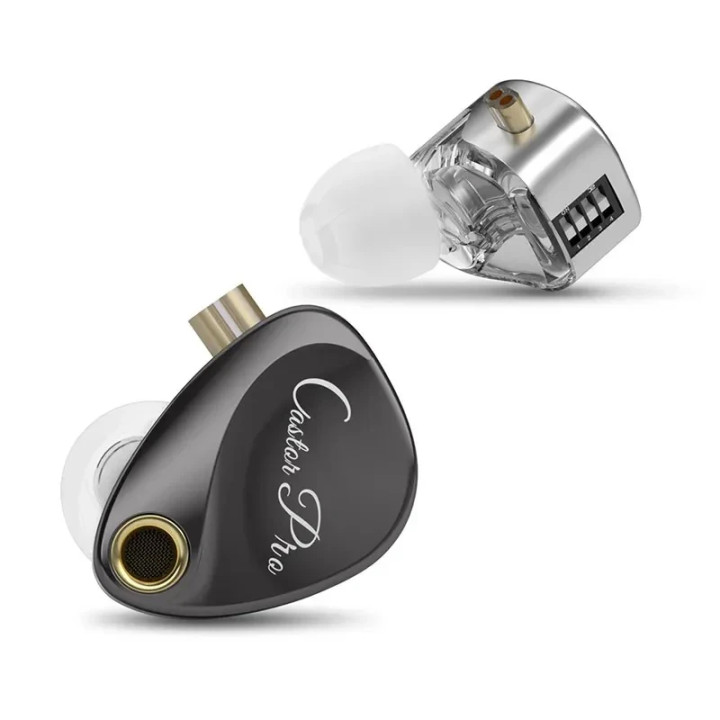 Професионални In-Ear Monitor слушалки KZ Castor Pro, 10mm двойни динамични драйвери, 20Hz - 40000Hz, микрофон, сив - 6.01.02.031