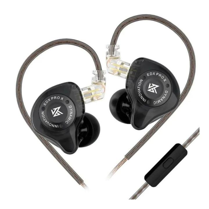 Професионални In-Ear слушалки KZ EDX PRO X, 10mm динамичен драйвер, 20Hz-40kHz, 108dB чувствителност, микрофон, черни - 6.01.02.