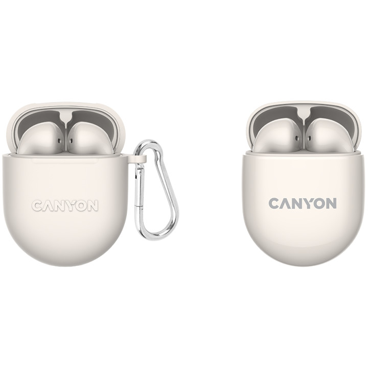 Bluetooth слушалки с микрофон Canyon TWS-6, BT V5.3 JL 6976D4, Beige - CNS-TWS6BE