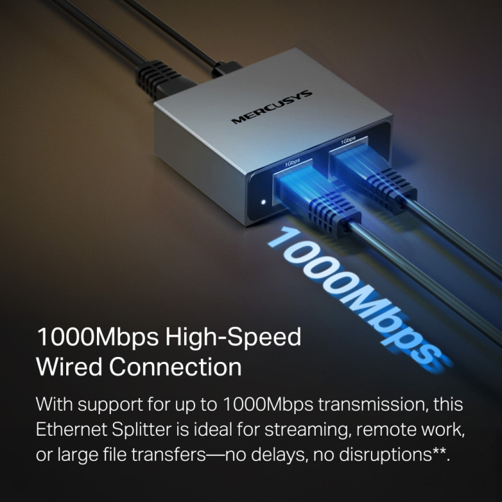 Ethernet сплитер Mercusys MEH25, 1 към 2 гигабитови портове - MEH25 - 3