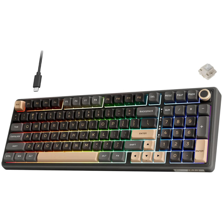 Механична геймърска клавиатура ROYAL KLUDGE R98Pro Phantom, Cream switch - RK-R98PRO-PHNTM-CRMSW-US - 1