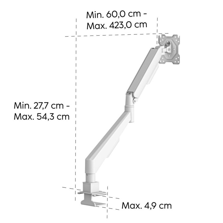 Стойка за монитор HAMA, 17"-35", подвижна, газова пружина, бял - HAMA-220906 - 2
