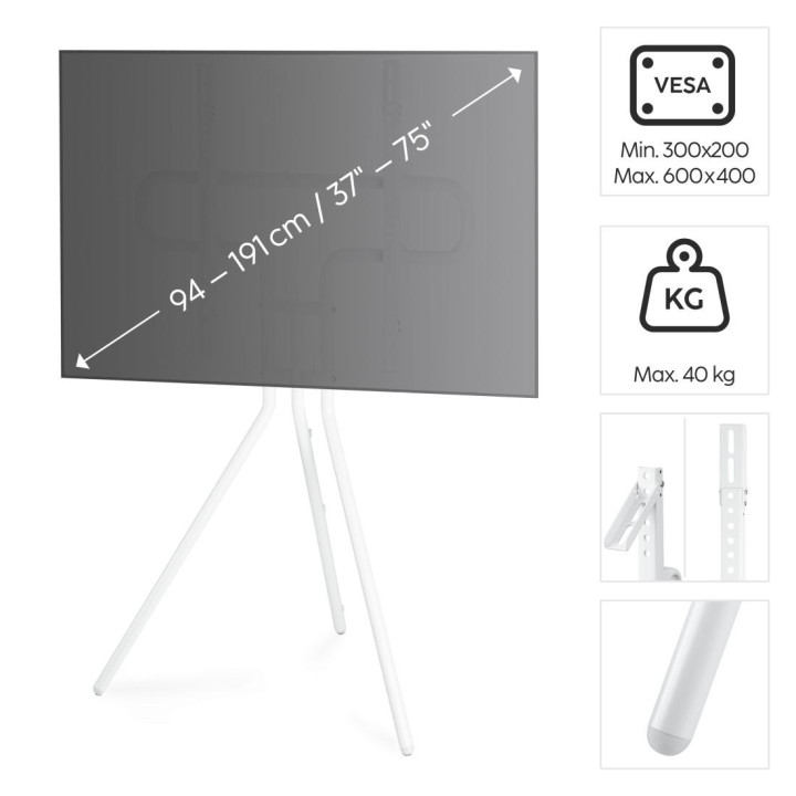 Стойка за телевизор и инреактивен дисплей HAMA Easel Design, до 75", до 40кг, бял - HAMA-220871 - 7