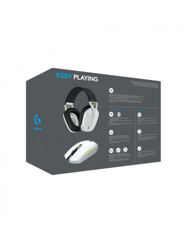 Bluetooth геймърски комплект мишка и слушалки Logitech G435 / G305, 12 000 dpi, white/lime - 981-001162