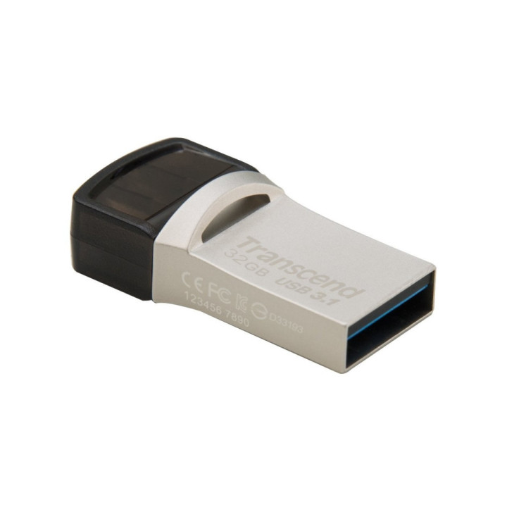Флаш памет 32GB Transcend JETFLASH 890S, USB 3.1 Type C, Silver Plating