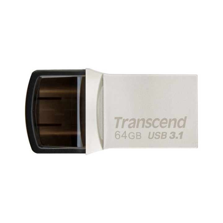 Флаш памет 64GB Transcend JETFLASH 890S, USB 3.1 Type C, Silver Plating