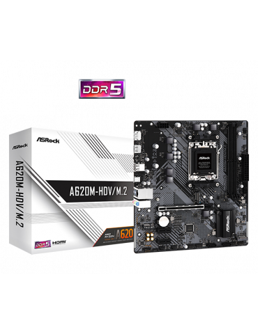 Дънна платка ASROCK MB Desktop A620M-HDV/M2, AM5, 2x DDR5, M.2 PCIe Gen4x4, USB-C, Micro ATX