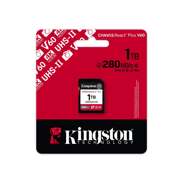 SD карта Kingston Canvas React Plus, 1TB MicroSDXC Class 10 U3 V60 - SDR2V6/1TB - 3