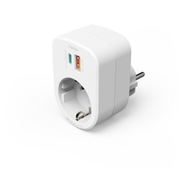 Мулти-контакт HAMA 3-портов, 1x USB-C PD 30W, 1x USB-A, 1x Шуко, 3680W макс - HAMA-223343 - 1