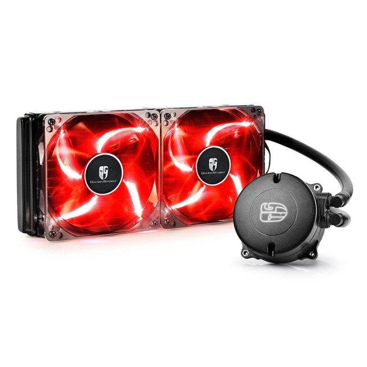 Водно охлаждане за процесор DeepCool Maelstrom 240Т с червена подсветка