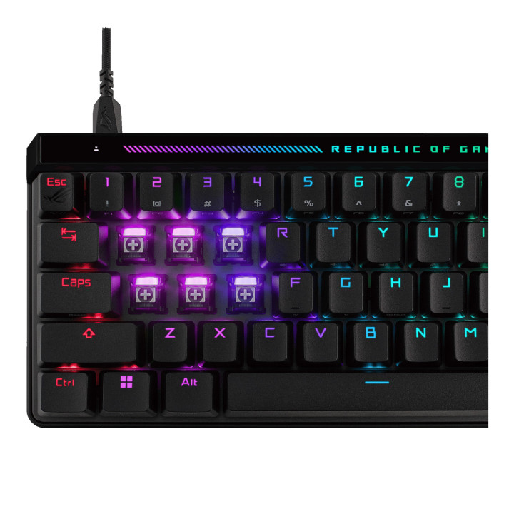 Геймърска механична клавиатура ASUS ROG Falchion Ace, ROG HFX Magnetic Switches, RGB (16,8M), 65%, Черен - 90MP03VE-BKUA20 - 7