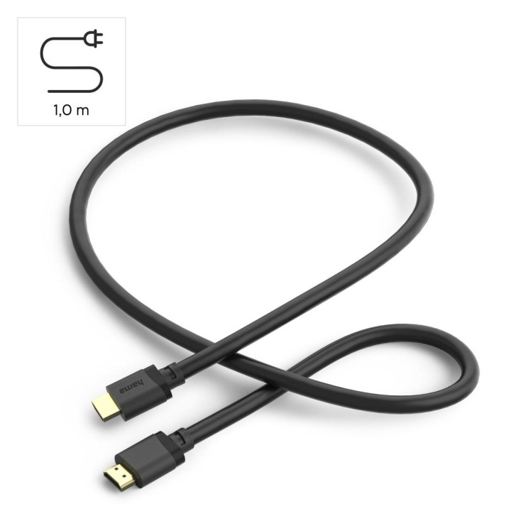 Кабел HAMA, HDMI мъжко-HDMI мъжко, 8K 60Hz / 4K 120Hz, 48 Gbit/s, Ethernet, позлатени конектори, 1 м - HAMA-202027 - 6