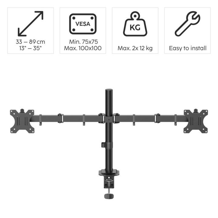 Стойка за монитор HAMA, 2x монитори, 13"-35", VESA 75x75/100x100, до 24kg - HAMA-220903 - 2