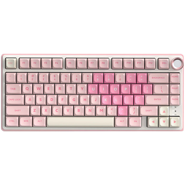 Механична геймърска клавиатура ROYAL KLUDGE R75 Pink Melody, Compact 81 клавиша, Cream Switch, PBT Keycaps, RGB подсветка - RK-R