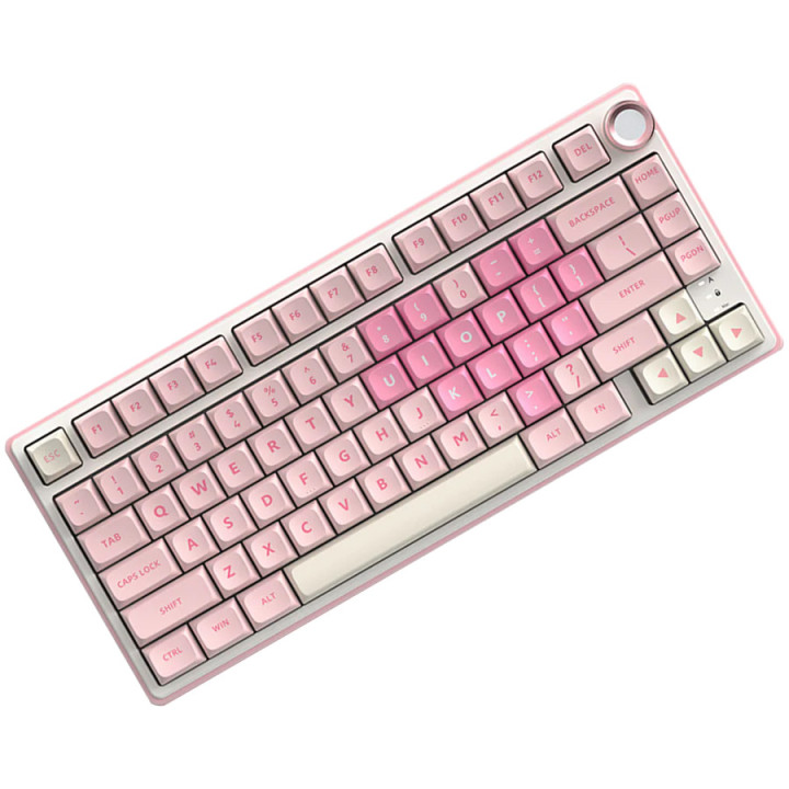 Механична геймърска клавиатура ROYAL KLUDGE R75 Pink Melody, Compact 81 клавиша, Cream Switch, PBT Keycaps, RGB подсветка - RK-R