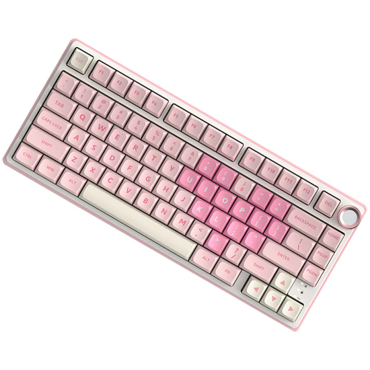 Механична геймърска клавиатура ROYAL KLUDGE R75 Pink Melody, Compact 81 клавиша, Cream Switch, PBT Keycaps, RGB подсветка - RK-R