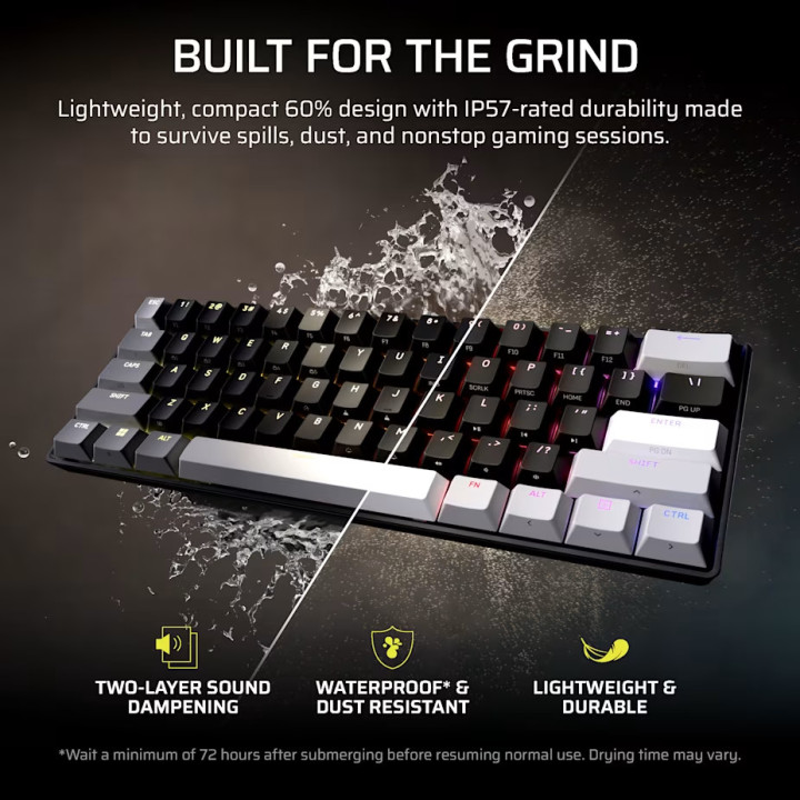 Геймърска професионална компактна клавиатура Corsair Clipper Pro Mini 60-Core - CH-979101J-NA - 10