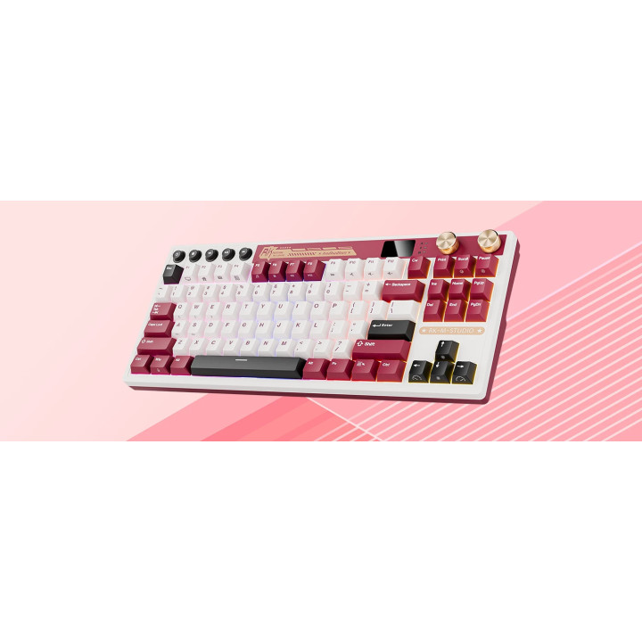 Bluetooth механична геймърска клавиатура ROYAL KLUDGE RK M87, Famicom, Cream switch, RGB подсветка, Anti-Ghosting - RK-M87-FAMIC