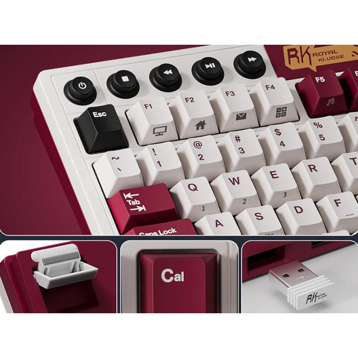 Bluetooth механична геймърска клавиатура ROYAL KLUDGE RK M87, Famicom, Cream switch, RGB подсветка, Anti-Ghosting - RK-M87-FAMIC