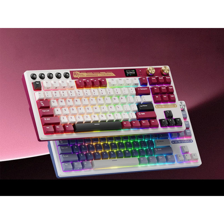 Bluetooth механична геймърска клавиатура ROYAL KLUDGE RK M87, Famicom, Cream switch, RGB подсветка, Anti-Ghosting - RK-M87-FAMIC