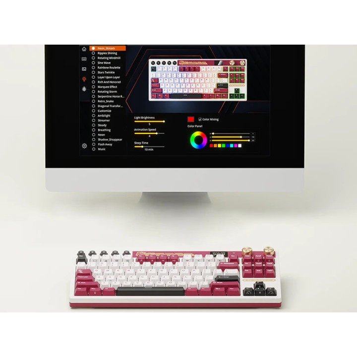 Bluetooth механична геймърска клавиатура ROYAL KLUDGE RK M87, Famicom, Cream switch, RGB подсветка, Anti-Ghosting - RK-M87-FAMIC