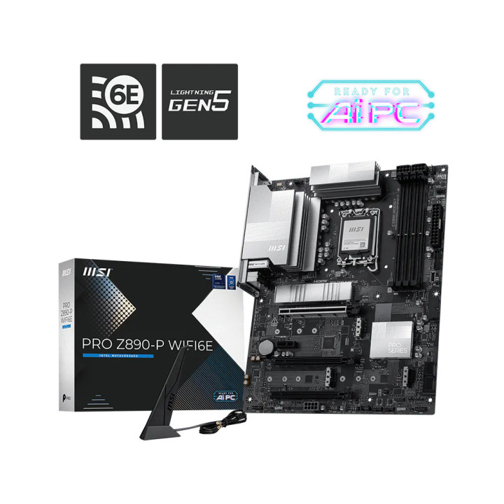 Дънна платка MSI PRO Z890-P WIFI6E, LGA 1851, DDR5 до 9200MHz (OC), 3x PCIe x16, 4x M.2 - 1