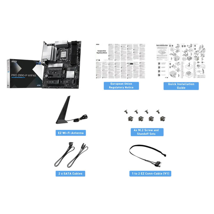 Дънна платка MSI PRO Z890-P WIFI6E, LGA 1851, DDR5 до 9200MHz (OC), 3x PCIe x16, 4x M.2 - 7