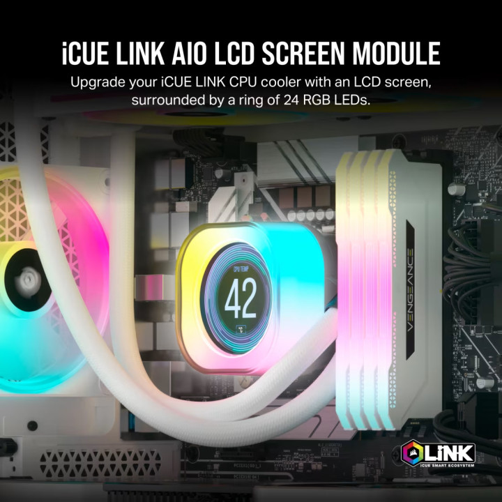 LCD модул - дисплей за водно охлаждане CORSAIR iCUE LINK LCD Module, Бял - CW-9061012-WW - 2