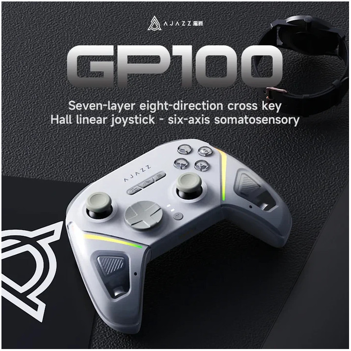 Геймпад Ajazz GP100 NS, Безжично, Bluetooth, 1000Hz, 13 бутона, 2 аналогови контроли - AJ-GP100-NS-WH - 7