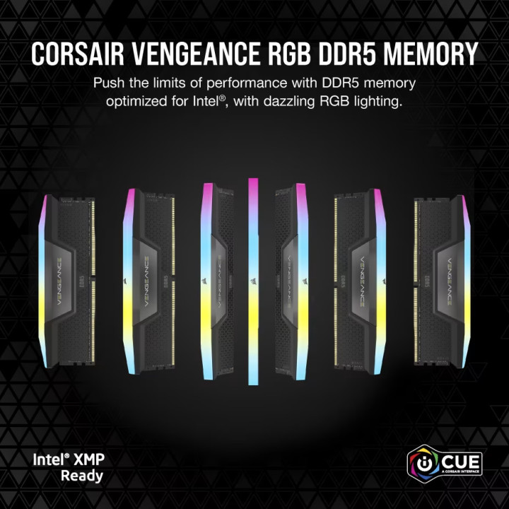 RAM памет CORSAIR VENGEANCE RGB 48GB (2x24GB) DDR5 DRAM Up To 6000MT/s CL36 Memory Kit, Black - CMH48GX5M2E6000C36 - 2