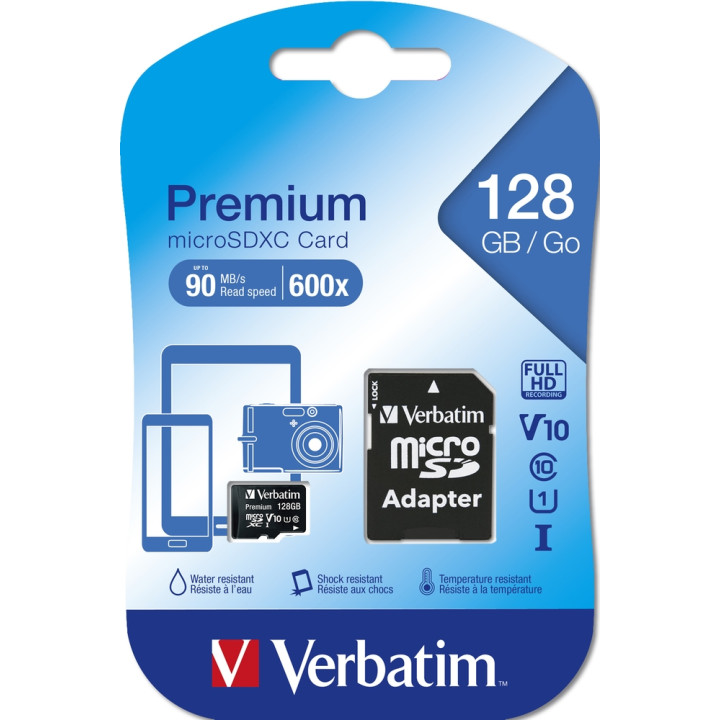 SD карта Verbatim Premium, 128GB micro SDXC Class 10 UHS-I U1 V10 - 44085 - 3