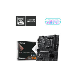 Дънна платка MSI PRO B850M-E EVO, AM5, DDR5 8200MT/s, PCIe 5.0 - 911-7F02-001 - 1