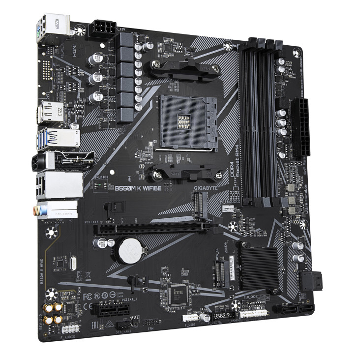 Дънна платка GIGABYTE B550M K Wi-Fi 6E, AM4 - 3