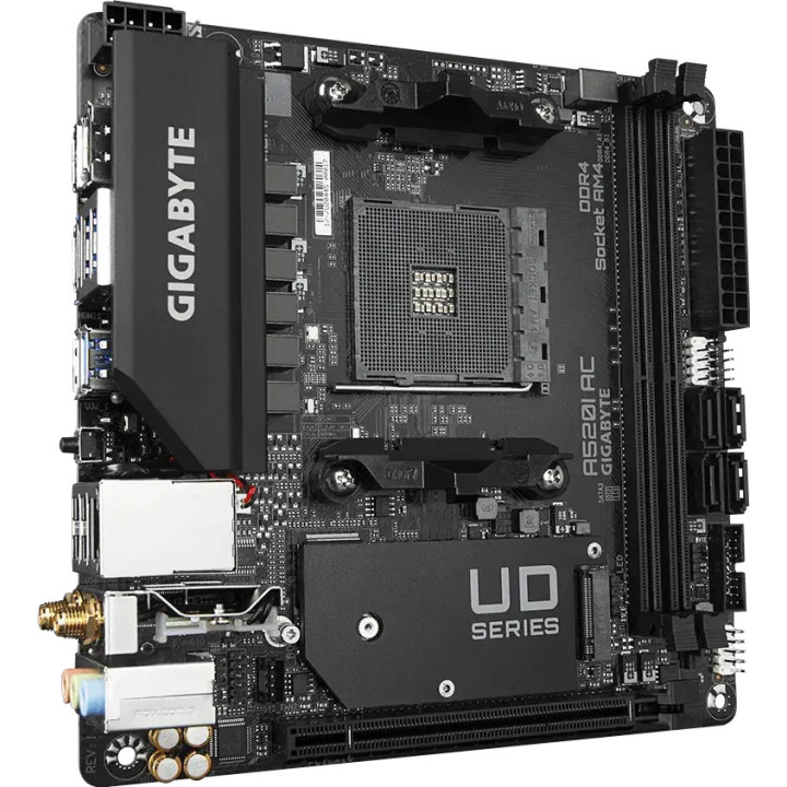 Дънна платка GIGABYTE A520I AC WIFI, Socket AM4, Mini-ITX, DDR4, Wi-Fi 5 - 2