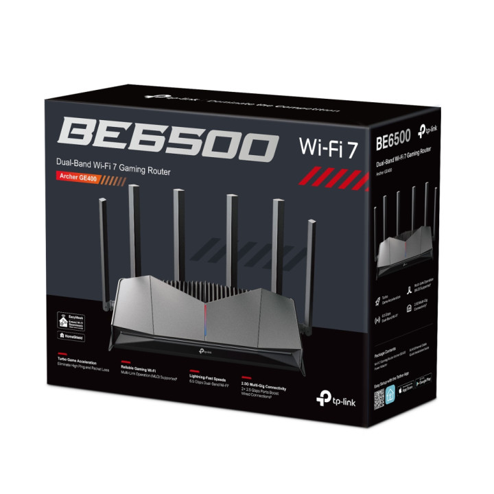 Безжичен рутер TP-Link Archer GE400, BE6500, WiFi 7, 2x2.5GbE, 3xGbE - 10