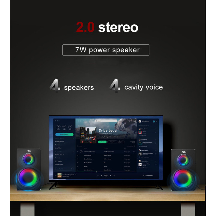 Тонколонки Redragon GS811 Orchestra, Стерео 7W RMS, Bluetooth 5.0, Дърво - 3