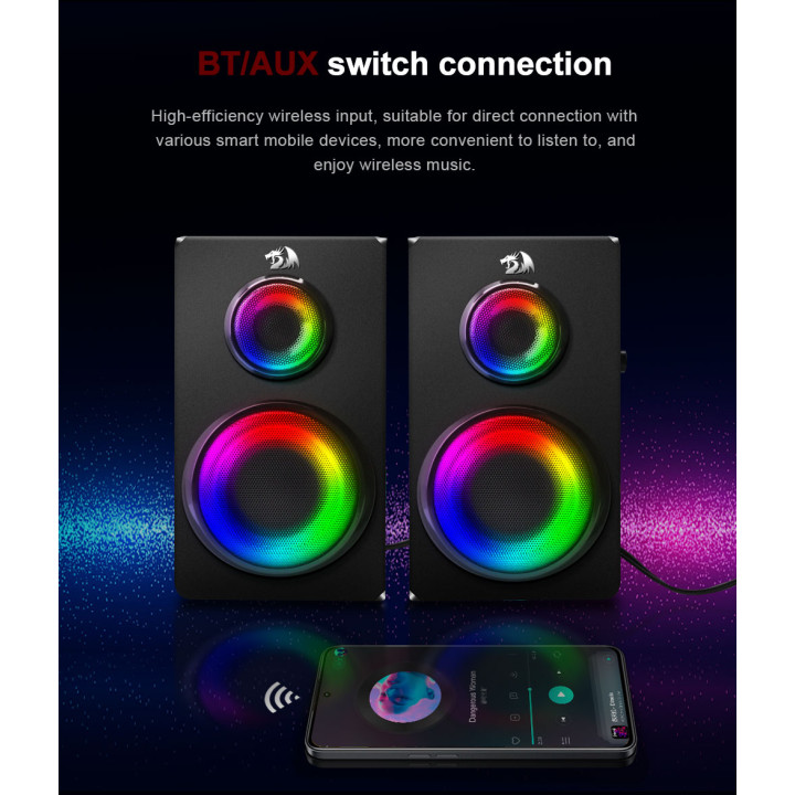 Тонколонки Redragon GS811 Orchestra, Стерео 7W RMS, Bluetooth 5.0, Дърво - 4
