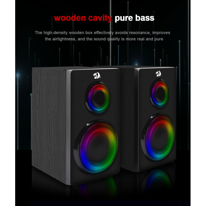 Тонколонки Redragon GS811 Orchestra, Стерео 7W RMS, Bluetooth 5.0, Дърво - 8