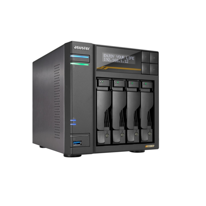 NAS устройство ASUS Lockerstor 4 Gen3 AS6804T, 4-Bay NAS, AMD Ryzen V3C14 Quad Core 2.3GHz, 16GB DDR5, 4x M.2 NVMe слотове - AS6