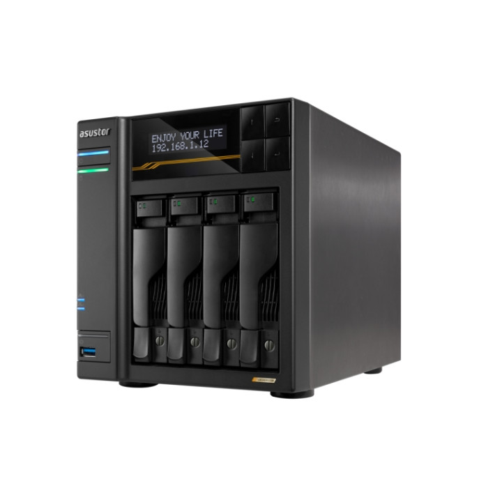 NAS устройство ASUS Lockerstor 4 Gen3 AS6804T, 4-Bay NAS, AMD Ryzen V3C14 Quad Core 2.3GHz, 16GB DDR5, 4x M.2 NVMe слотове - AS6
