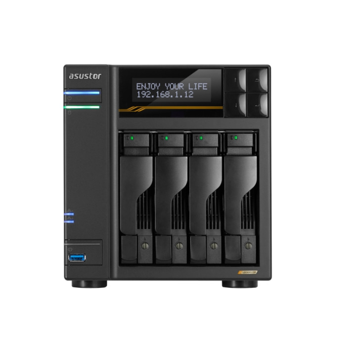 NAS устройство ASUS Lockerstor 4 Gen3 AS6804T, 4-Bay NAS, AMD Ryzen V3C14 Quad Core 2.3GHz, 16GB DDR5, 4x M.2 NVMe слотове - AS6