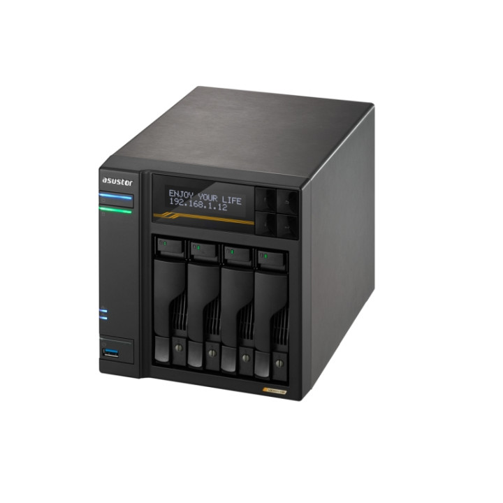 NAS устройство ASUS Lockerstor 4 Gen3 AS6804T, 4-Bay NAS, AMD Ryzen V3C14 Quad Core 2.3GHz, 16GB DDR5, 4x M.2 NVMe слотове - AS6