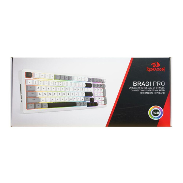 Bluetooth механична геймърска клавиатура Redragon Bragi Pro K688WGL-RGB-PRO - 10